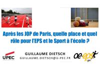 Image Conference Guillaume Dietsch -Après les JO quelle place pour l'EPS et le sport à l'école?-